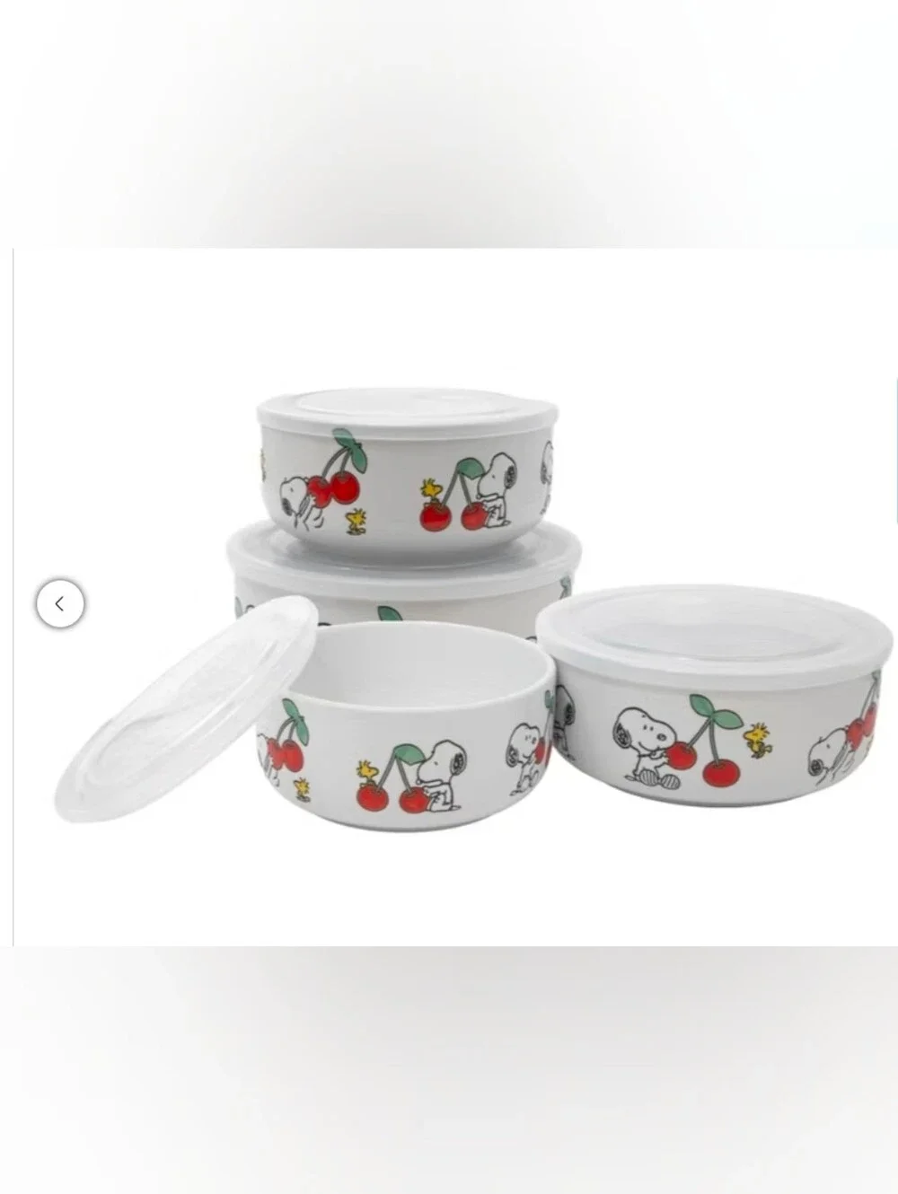 Peanut Ceramic Food Storage Bowls 4 Bowl With Venting Lids Set